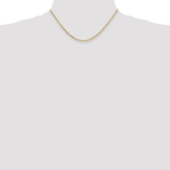2.2mm, 10k Yellow Gold, Solid Concave Figaro Chain Necklace, 16 Inch - Picture 2 of 8
